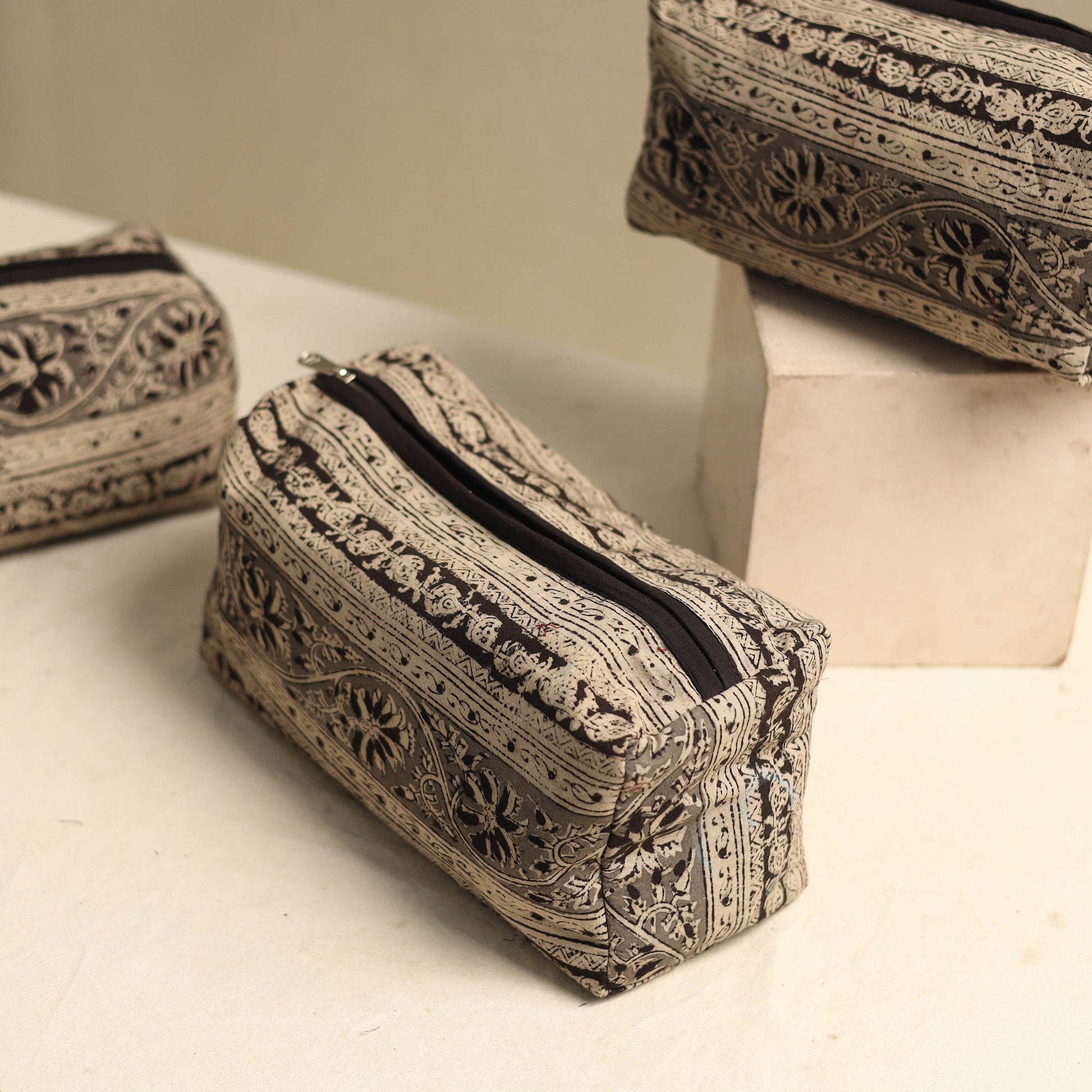 Brown - Multipurpose Handmade Toiletry Bags (Set of 3) 25