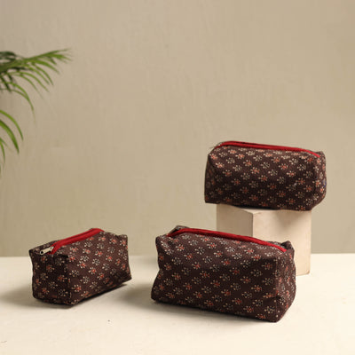 Brown - Multipurpose Handmade Toiletry Bags (Set of 3) 27