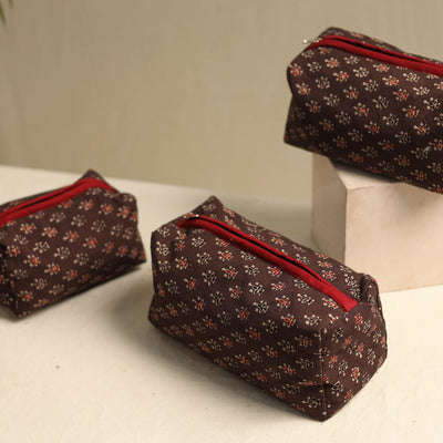 Brown - Multipurpose Handmade Toiletry Bags (Set of 3) 27