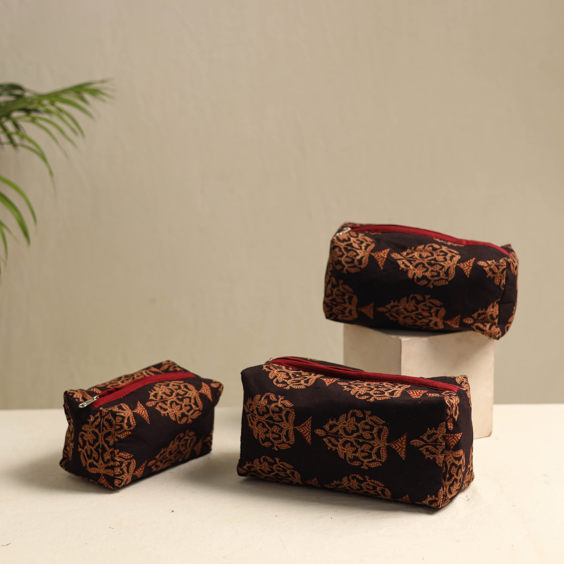 Brown - Multipurpose Handmade Toiletry Bags (Set of 3) 28