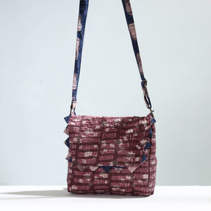 Brown - Jugaad Handmade Running Stitch Cotton Flap Sling Bag