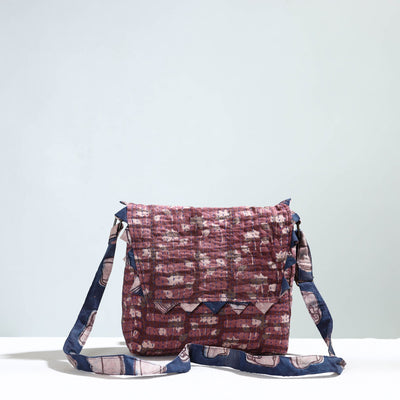 Brown - Jugaad Handmade Running Stitch Cotton Flap Sling Bag