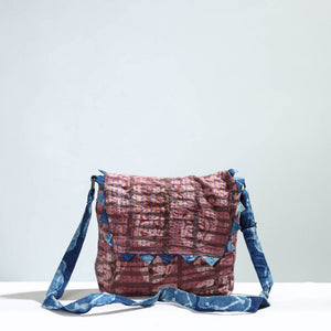 Brown - Jugaad Handmade Running Stitch Cotton Flap Sling Bag