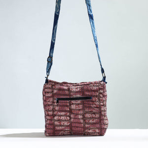 Brown - Jugaad Handmade Running Stitch Cotton Flap Sling Bag