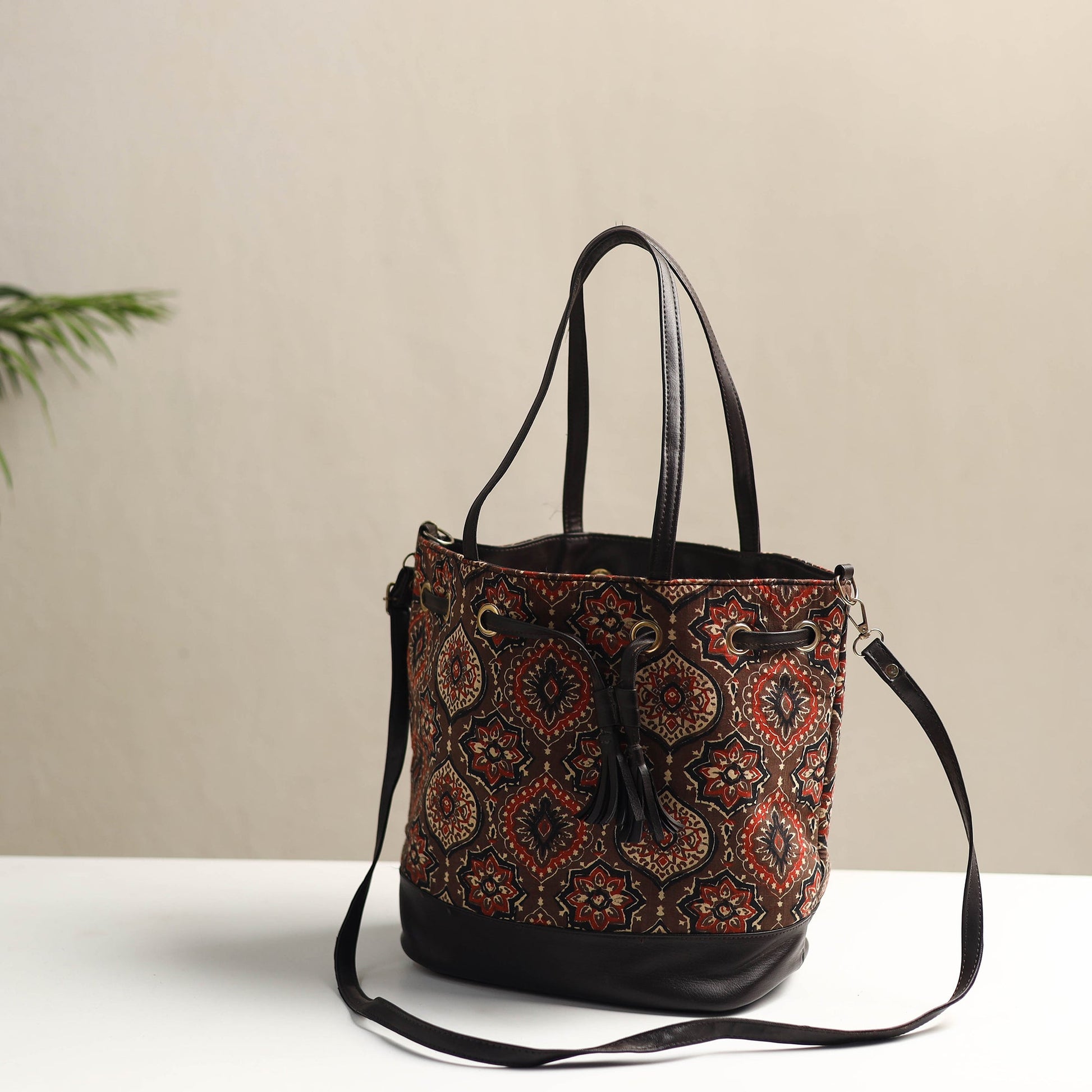Brown - Handcrafted Block Printed Shoulder Bag (Set of 2) 02