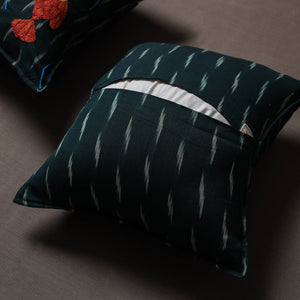 Black - Set of 2 - Chandi Mati Tagai Work Cotton Cushion Cover (16x16 inches)