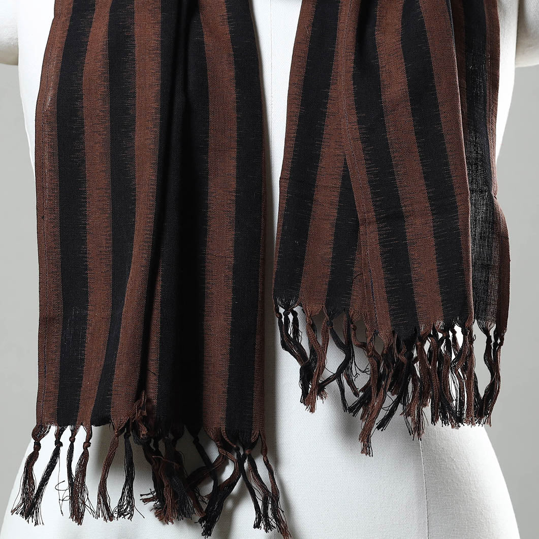 Brown - Handloom Cotton Pochampally Central Asian Ikat Stole