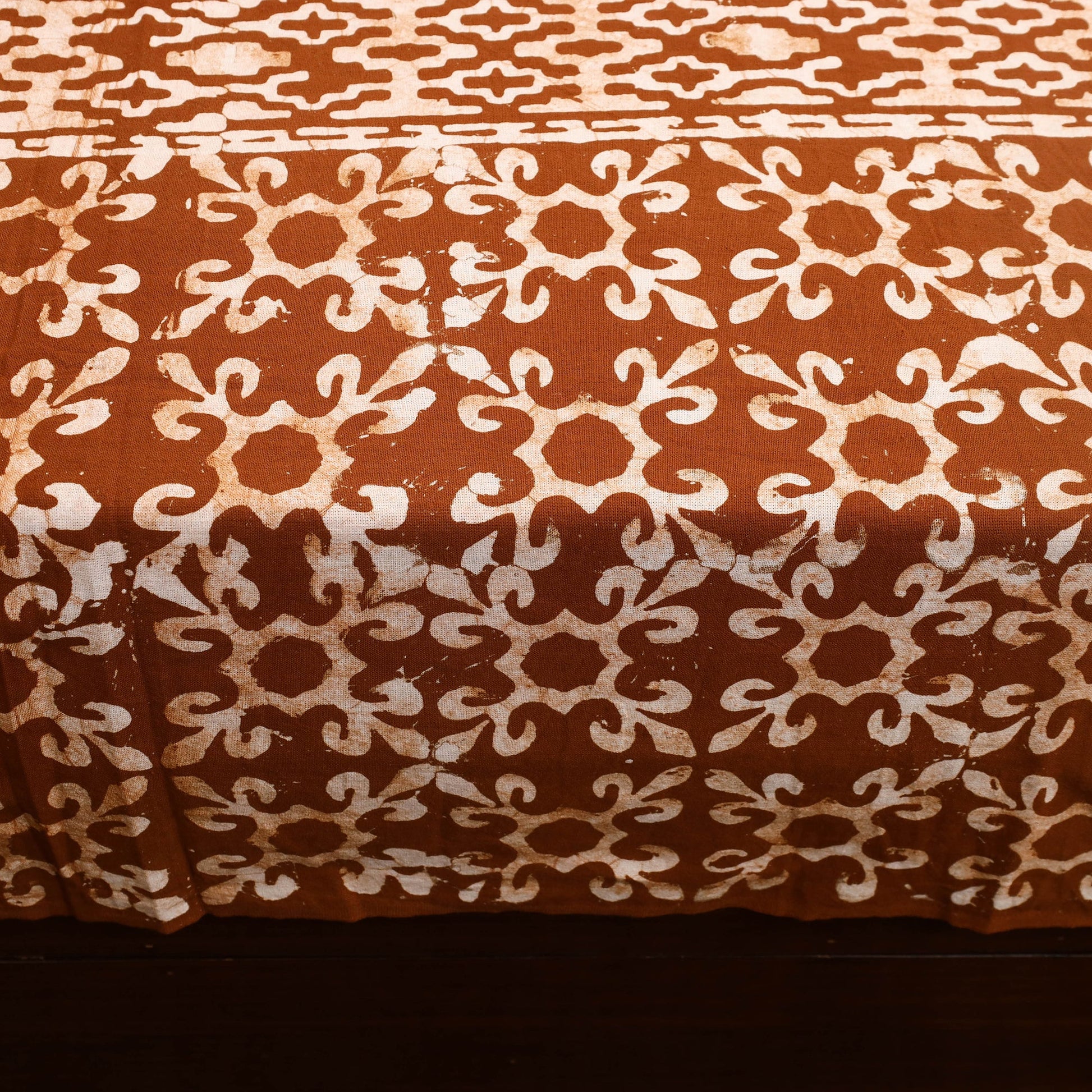 Brown - Cotton Double Hand Batik Print Bed Sheet Set 24