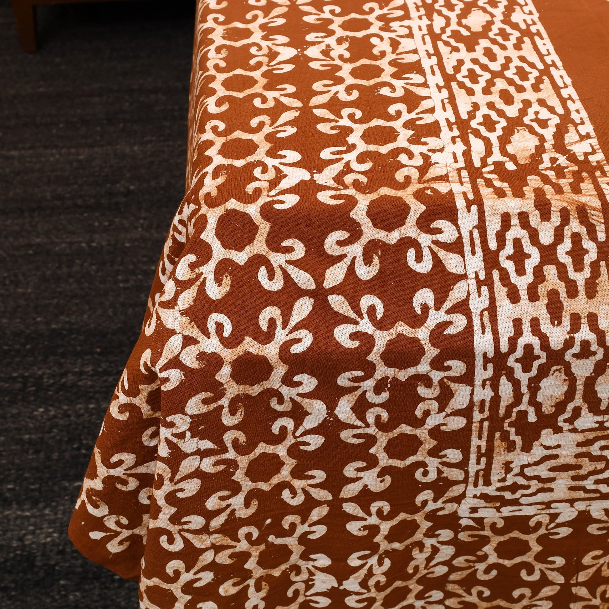 Brown - Cotton Double Hand Batik Print Bed Sheet Set 24