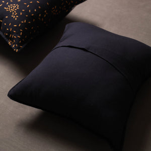 Black - Set of 2 - Chandi Mati Tagai Work Cotton Cushion Cover (16x16 inches)