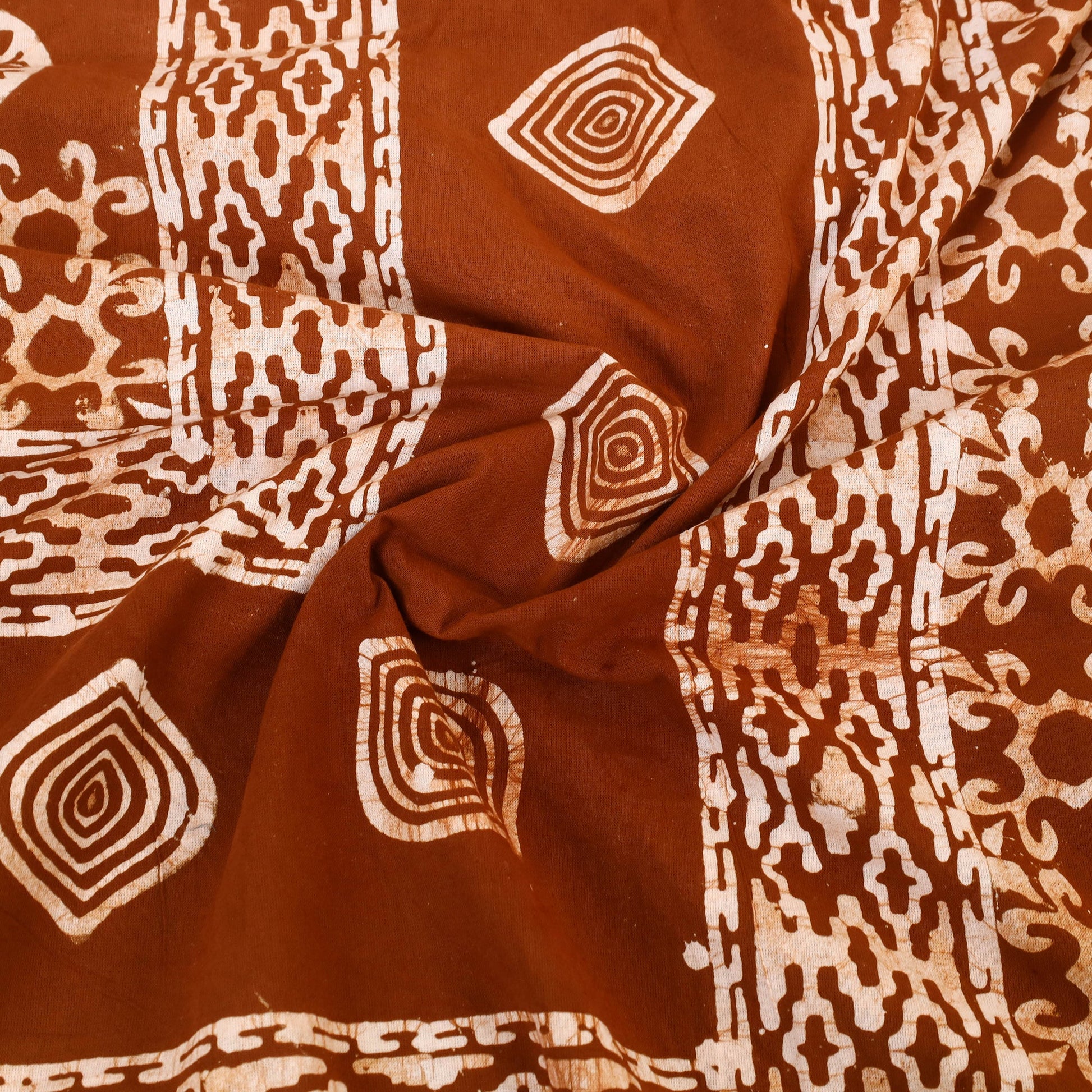 Brown - Cotton Double Hand Batik Print Bed Sheet Set 24