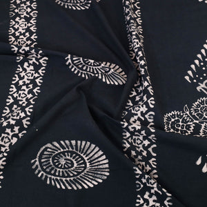 Black - Cotton Double Hand Batik Print Bed Sheet Set 02