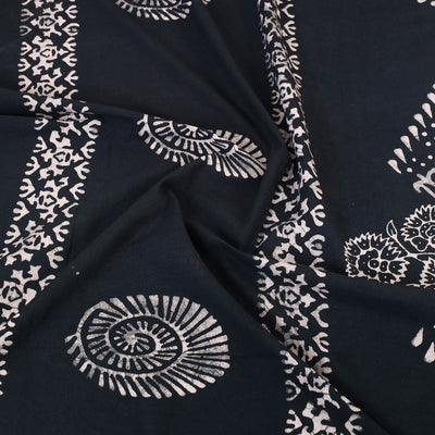 Black - Cotton Double Hand Batik Print Bed Sheet Set 02