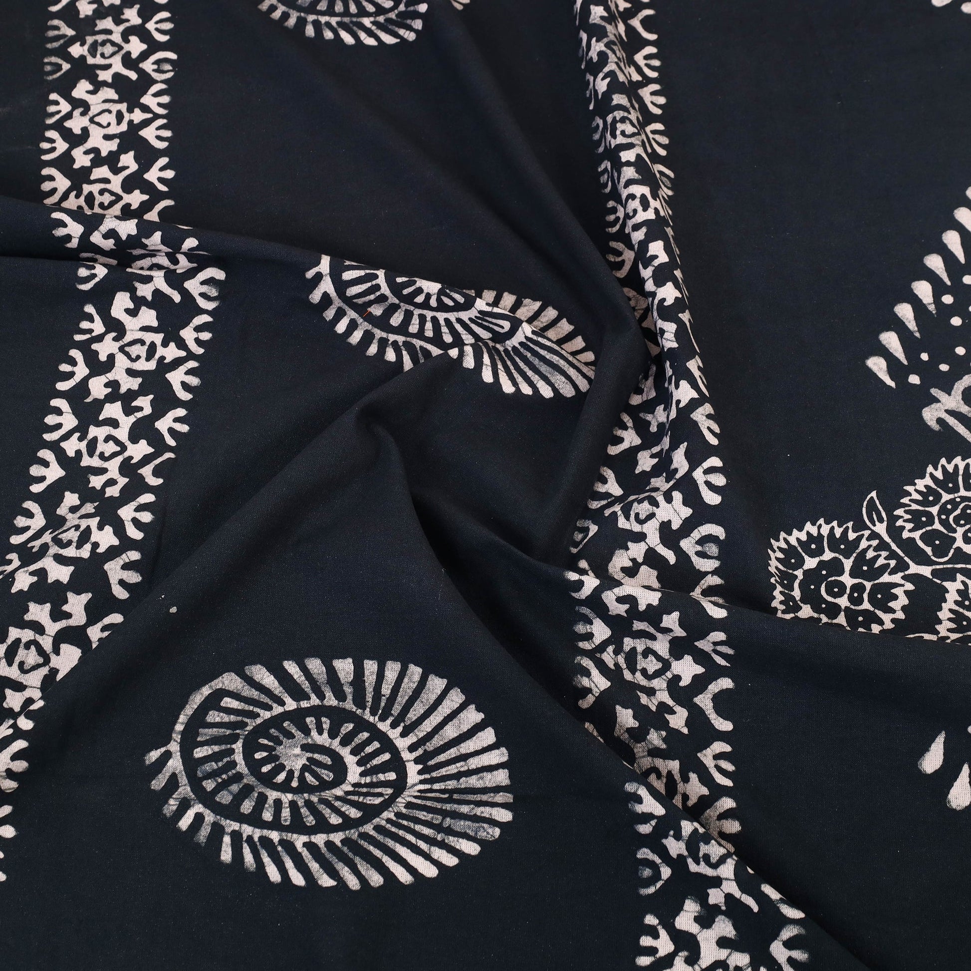 Black - Cotton Double Hand Batik Print Bed Sheet Set 02