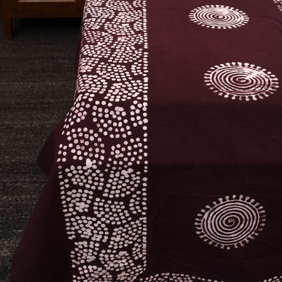 Brown - Cotton Double Hand Batik Print Bed Sheet Set 03