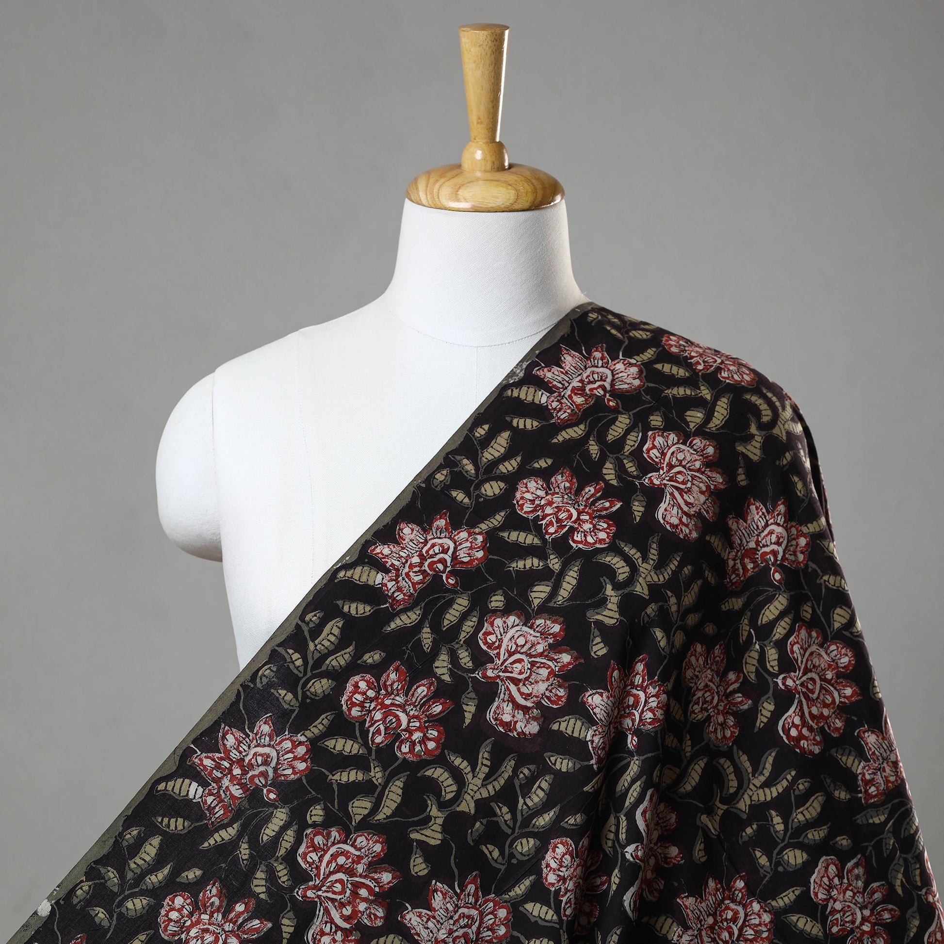 Black - Jahota Block Printed Cotton Fabric 12