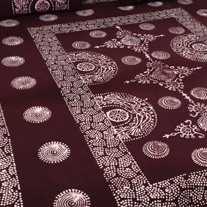 Brown - Cotton Double Hand Batik Print Bed Sheet Set 03