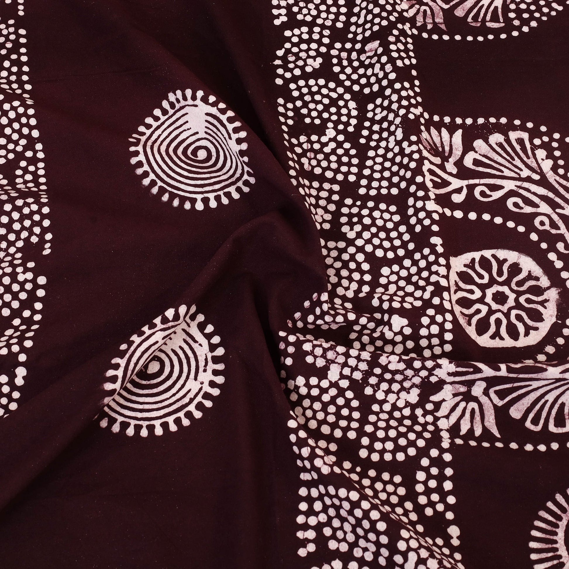 Brown - Cotton Double Hand Batik Print Bed Sheet Set 03