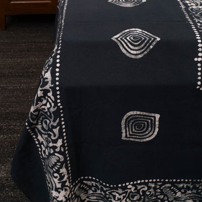 Black - Cotton Double Hand Batik Print Bed Sheet Set 04