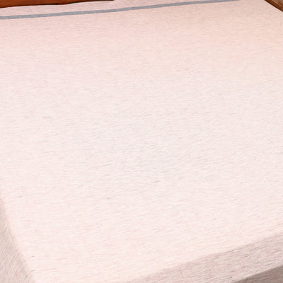 Beige - Plain Cotton Double Handloom Bed Cover (98 x 90 in) 03