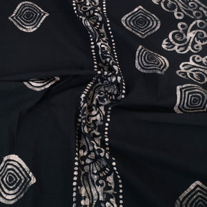 Black - Cotton Double Hand Batik Print Bed Sheet Set 04