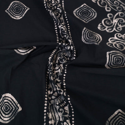 Black - Cotton Double Hand Batik Print Bed Sheet Set 04