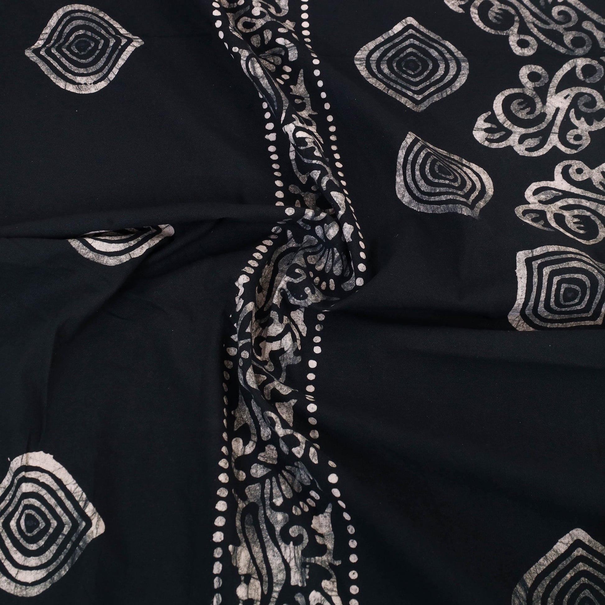 Black - Cotton Double Hand Batik Print Bed Sheet Set 04
