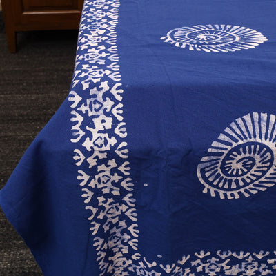 Blue - Cotton Double Hand Batik Print Bed Sheet Set 07