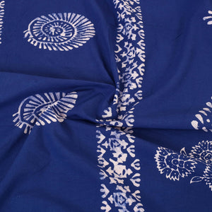 Blue - Cotton Double Hand Batik Print Bed Sheet Set 07