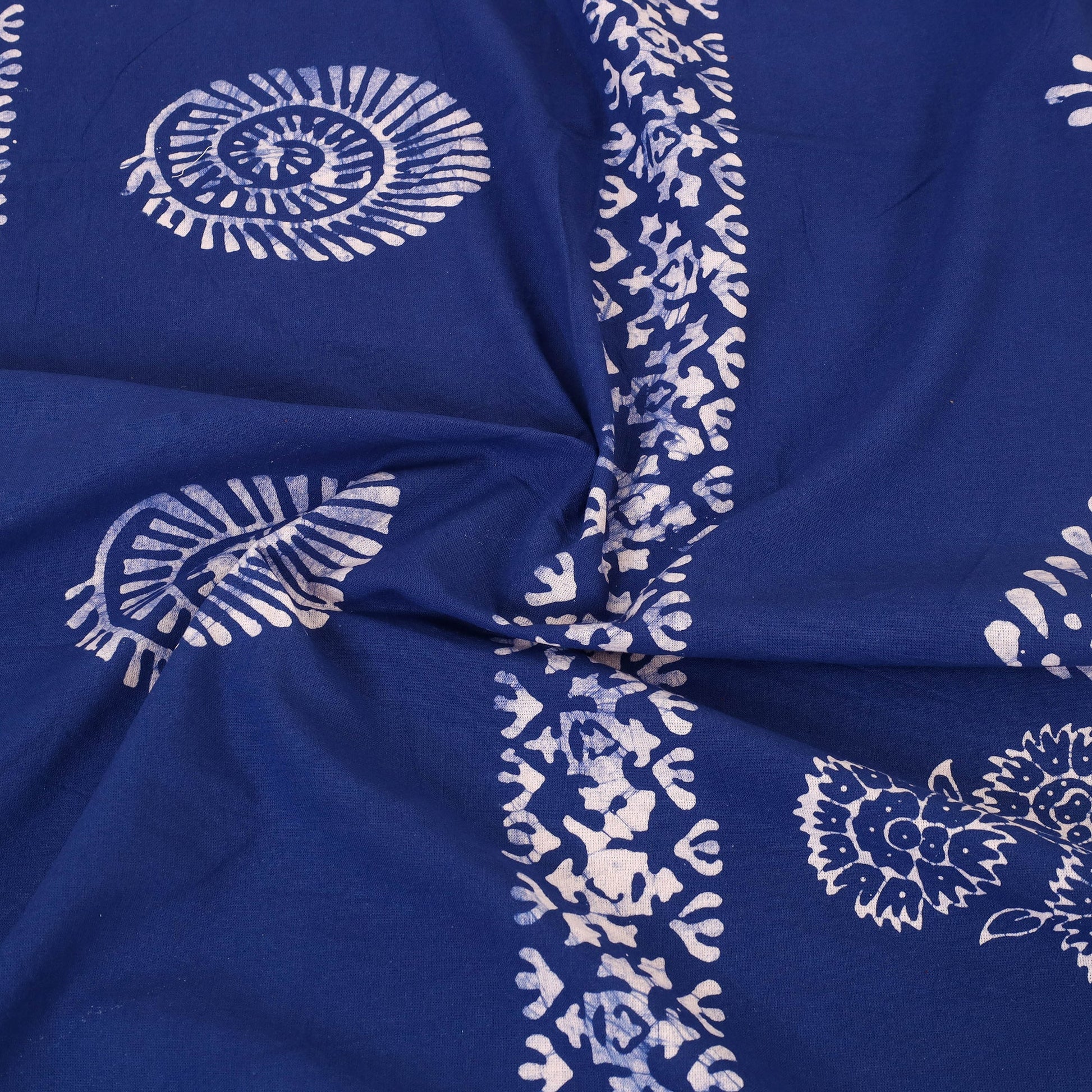 Blue - Cotton Double Hand Batik Print Bed Sheet Set 07