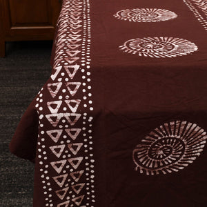 Brown - Cotton Double Hand Batik Print Bed Sheet Set 09