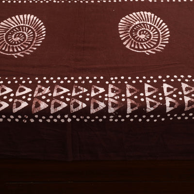 Brown - Cotton Double Hand Batik Print Bed Sheet Set 09