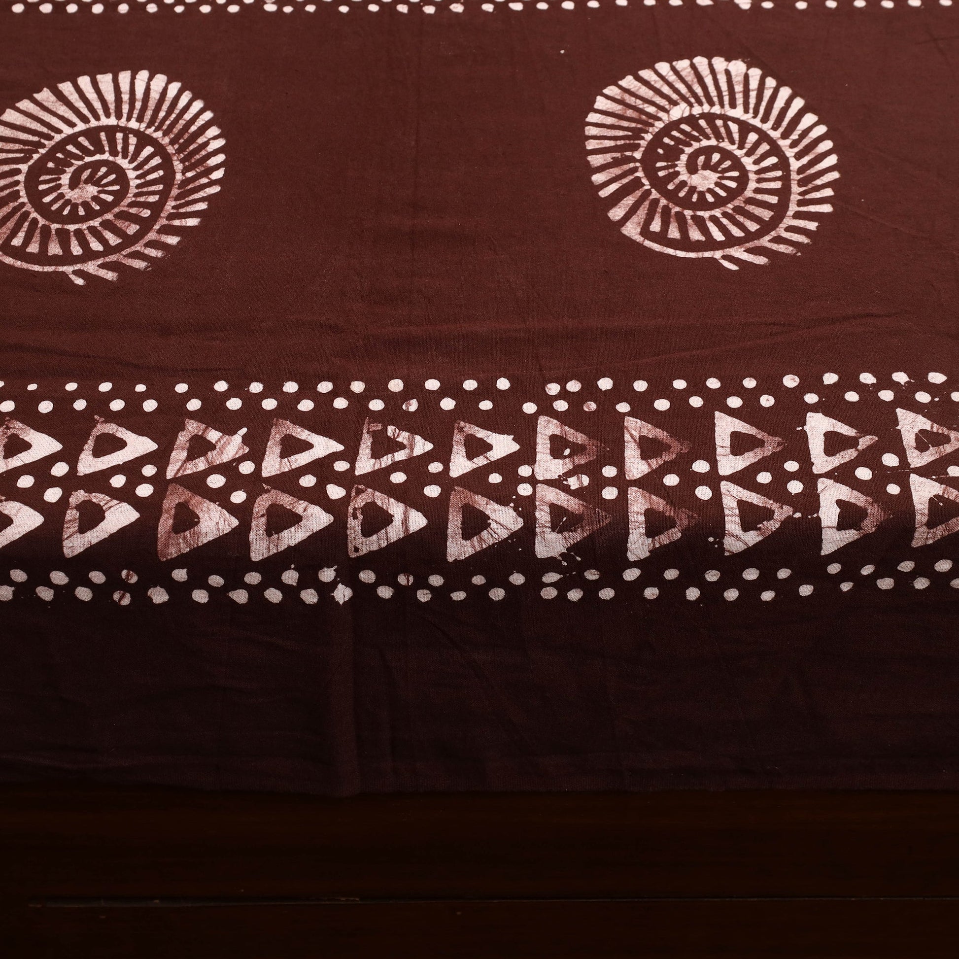 Brown - Cotton Double Hand Batik Print Bed Sheet Set 09