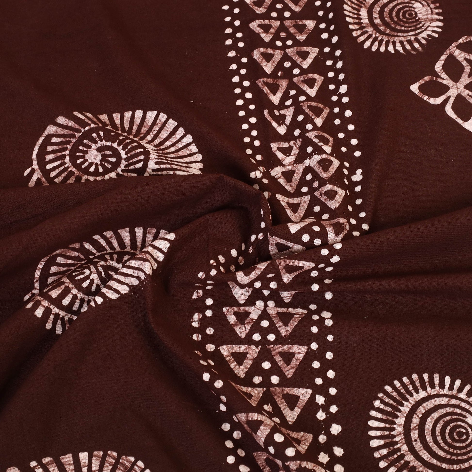 Brown - Cotton Double Hand Batik Print Bed Sheet Set 09