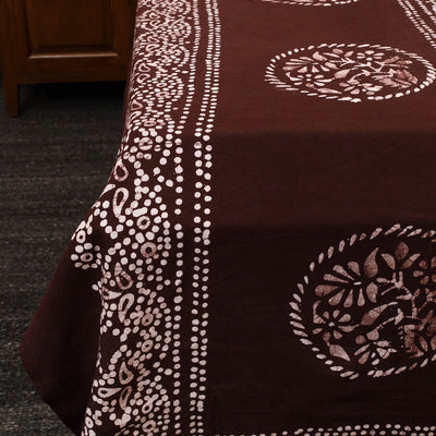 Brown - Cotton Double Hand Batik Print Bed Sheet Set 10