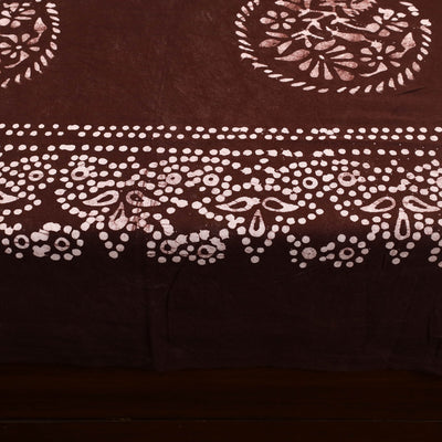 Brown - Cotton Double Hand Batik Print Bed Sheet Set 10