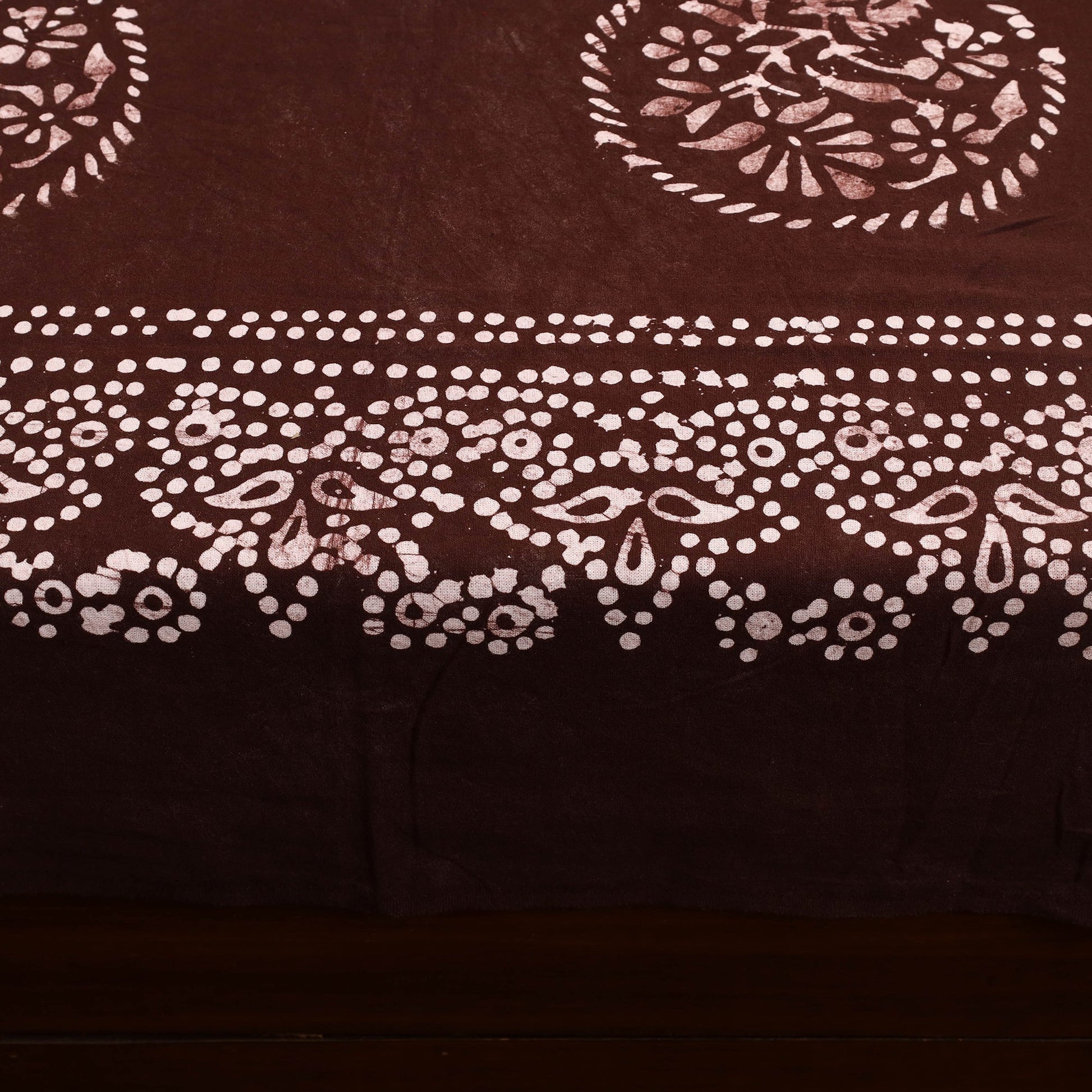 Brown - Cotton Double Hand Batik Print Bed Sheet Set 10