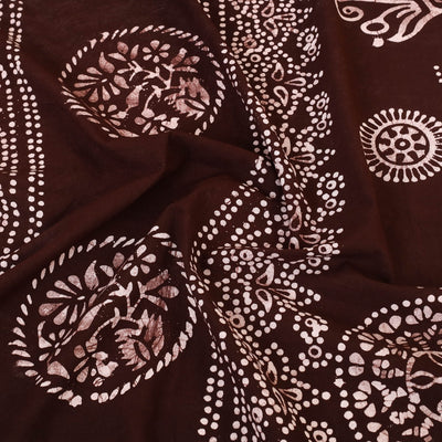Brown - Cotton Double Hand Batik Print Bed Sheet Set 10
