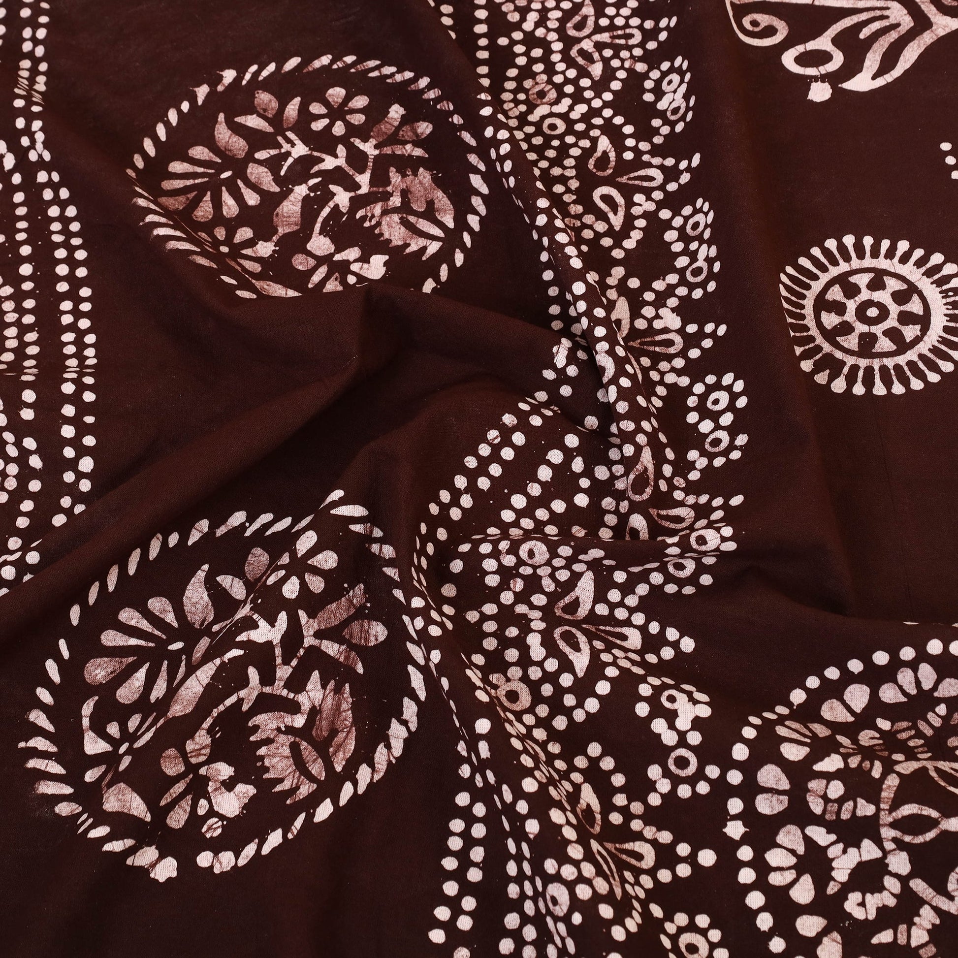 Brown - Cotton Double Hand Batik Print Bed Sheet Set 10