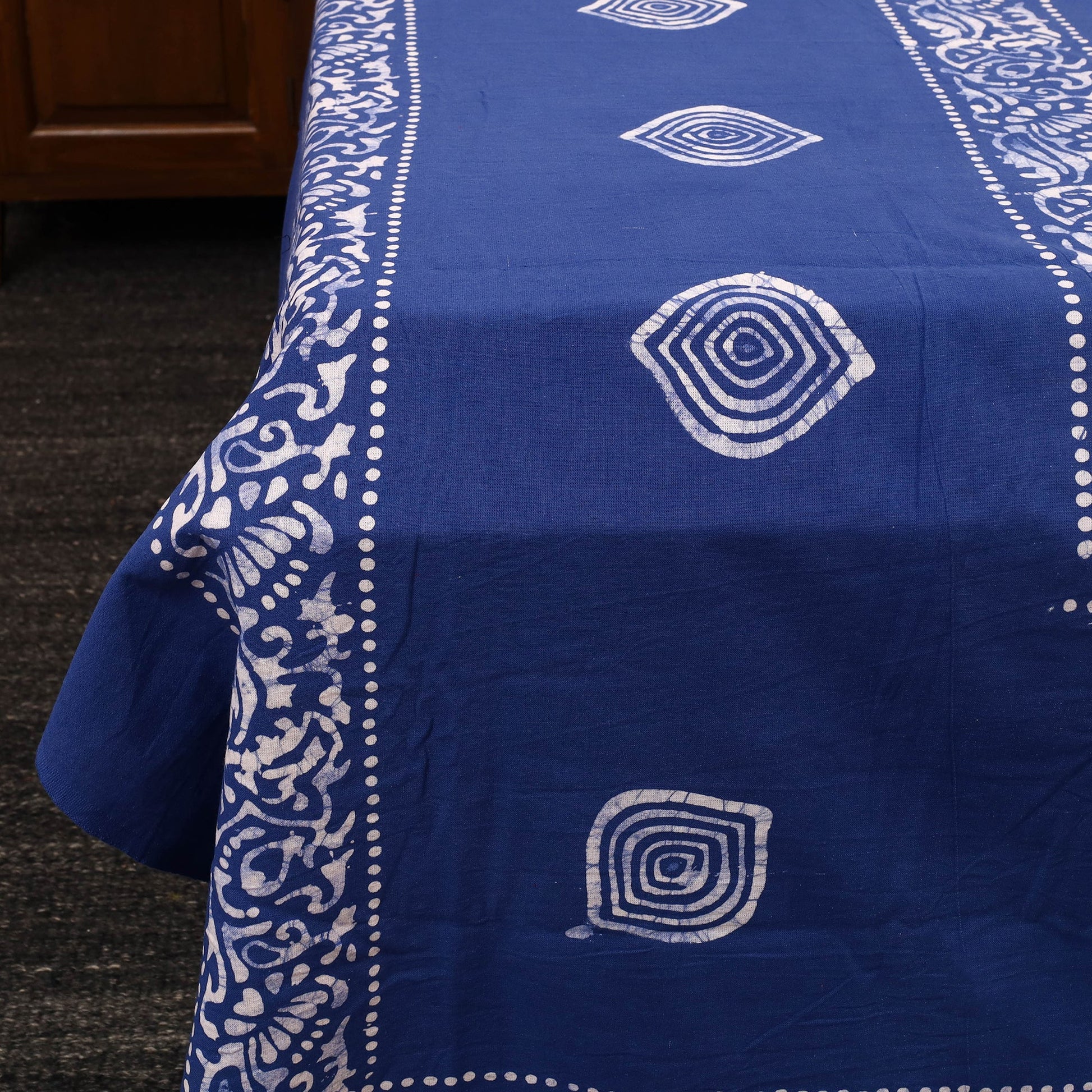 Blue - Cotton Double Hand Batik Print Bed Sheet Set 13