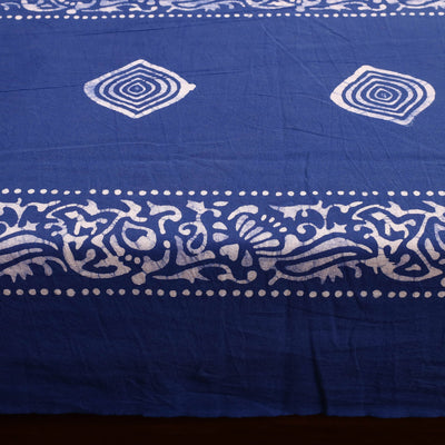 Blue - Cotton Double Hand Batik Print Bed Sheet Set 13