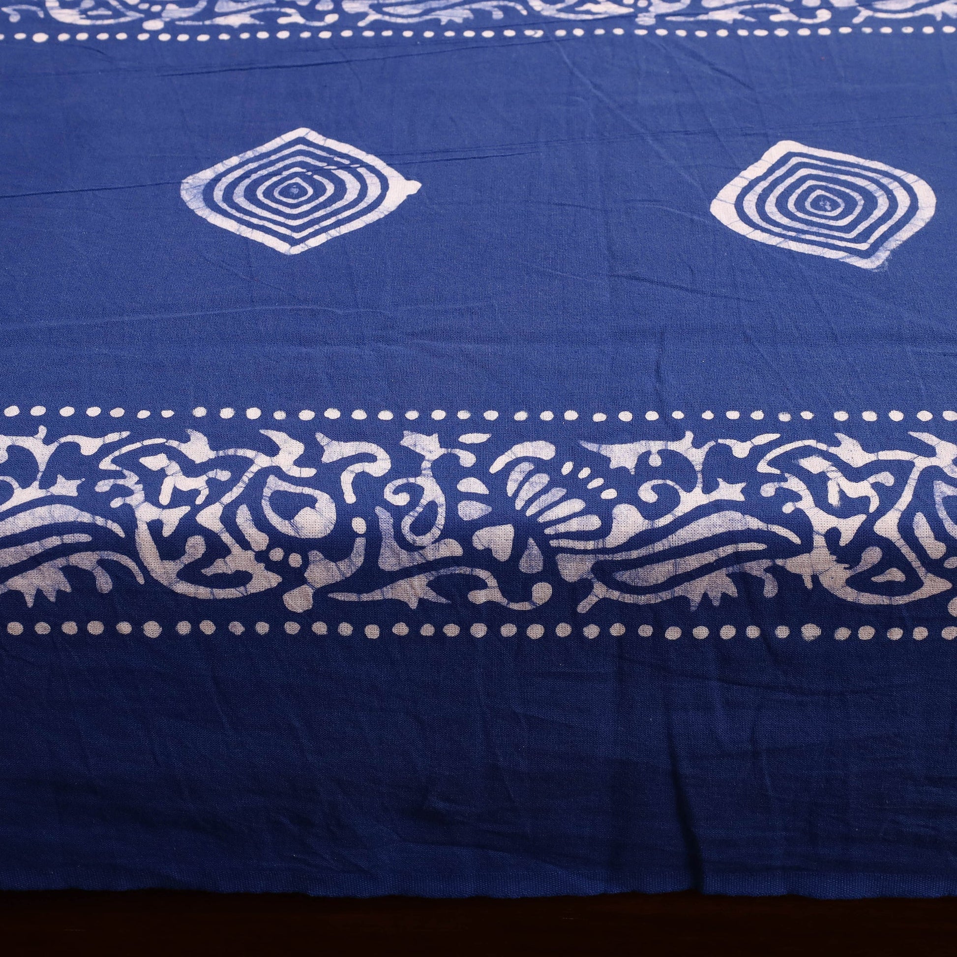 Blue - Cotton Double Hand Batik Print Bed Sheet Set 13