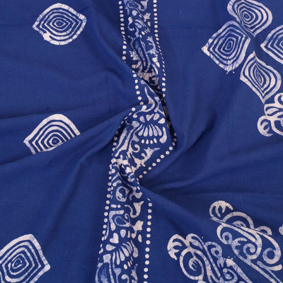 Blue - Cotton Double Hand Batik Print Bed Sheet Set 13