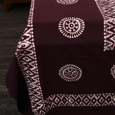 Brown - Cotton Double Hand Batik Print Bed Sheet Set 16