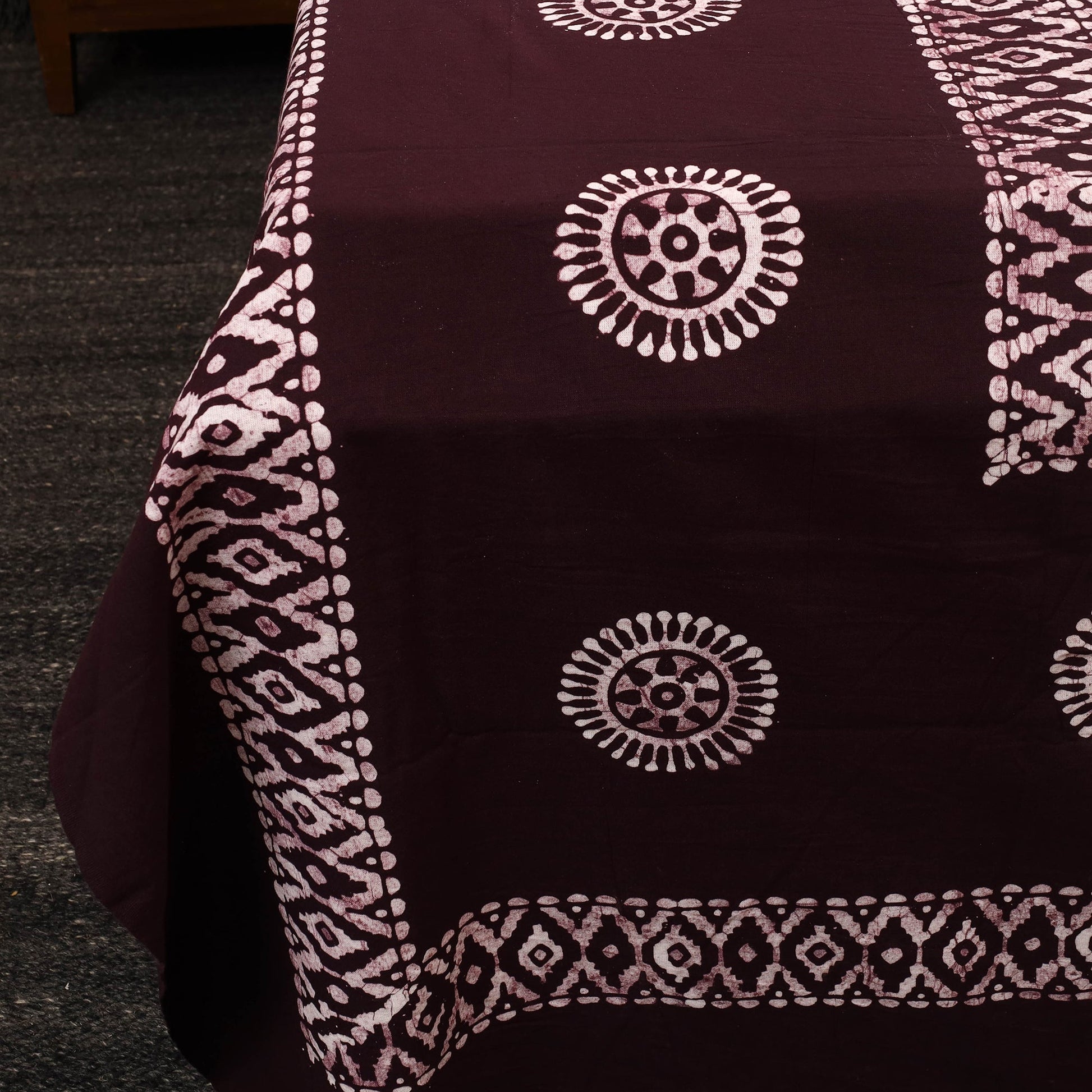 Brown - Cotton Double Hand Batik Print Bed Sheet Set 16