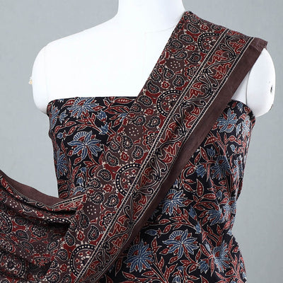 Black - 3pc Ajrakh Block Printed Cotton Suit Material Set