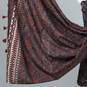 Black - 3pc Ajrakh Block Printed Cotton Suit Material Set