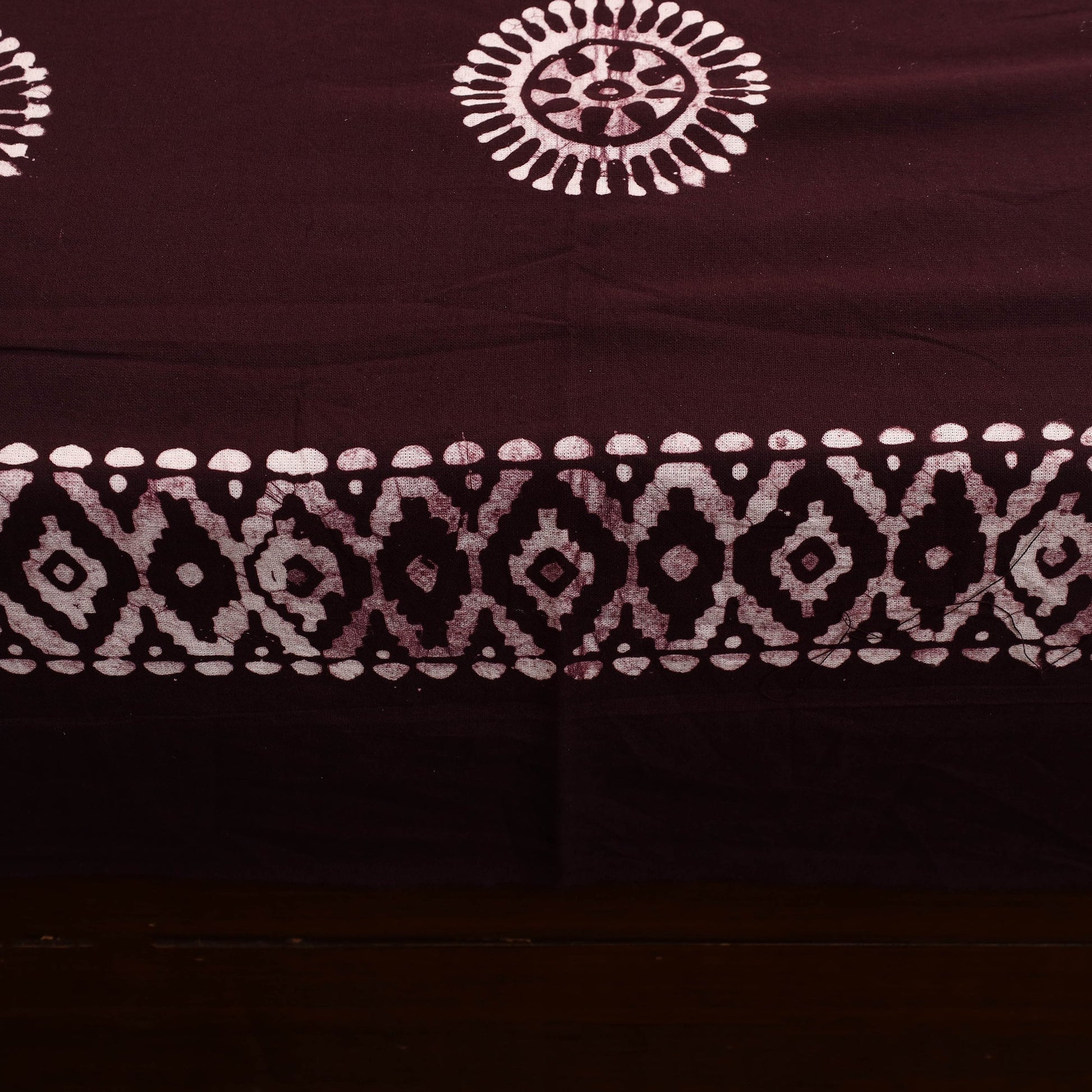 Brown - Cotton Double Hand Batik Print Bed Sheet Set 16
