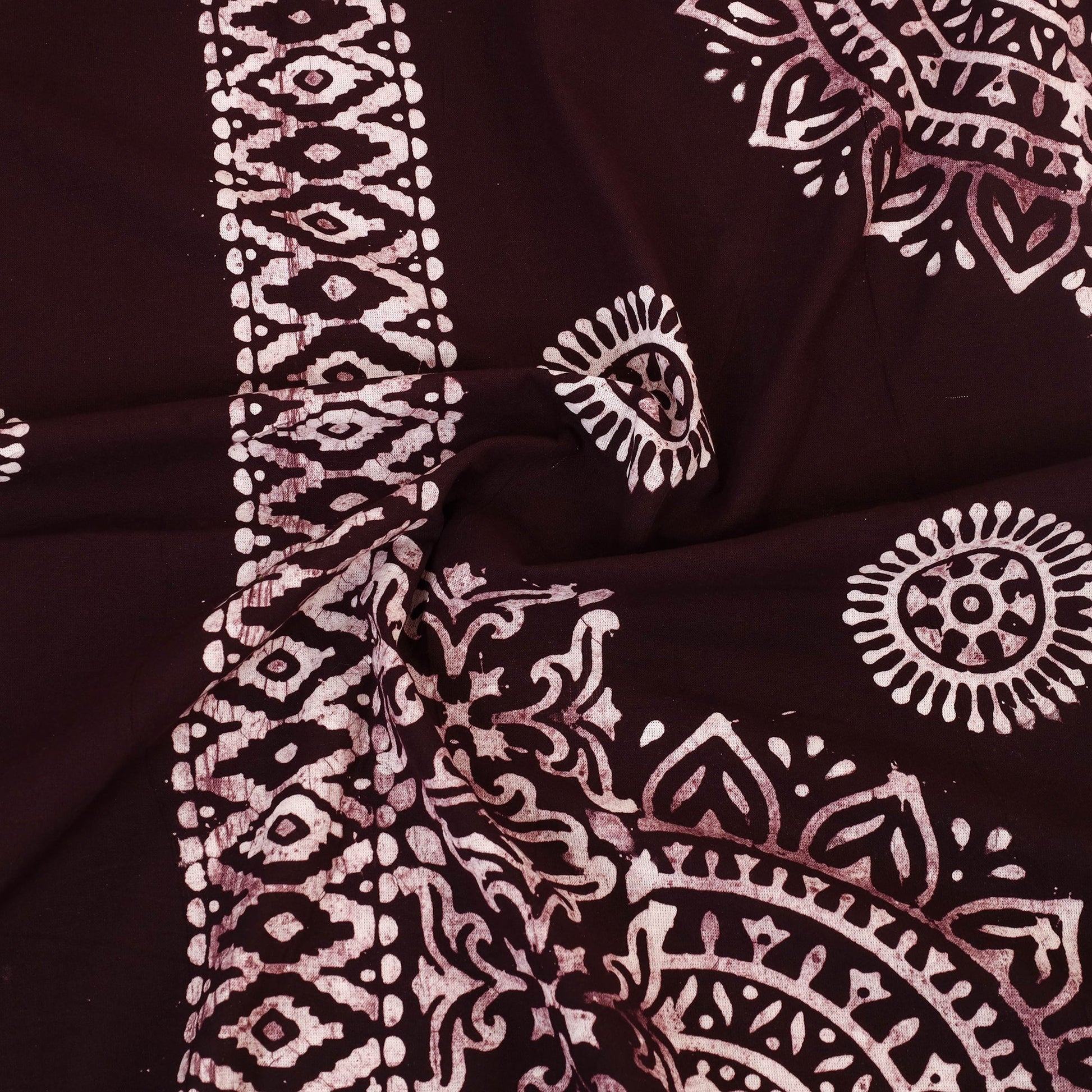 Brown - Cotton Double Hand Batik Print Bed Sheet Set 16