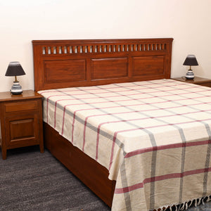 Beige - Plain Cotton Double Handloom Bed Cover (98 x 90 in) 20